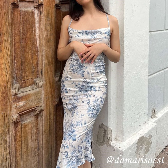 CIDER Blue and white print cocktail dress - Picture 7 of 7